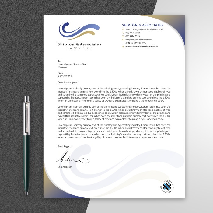 Attorney at law letterhead samples